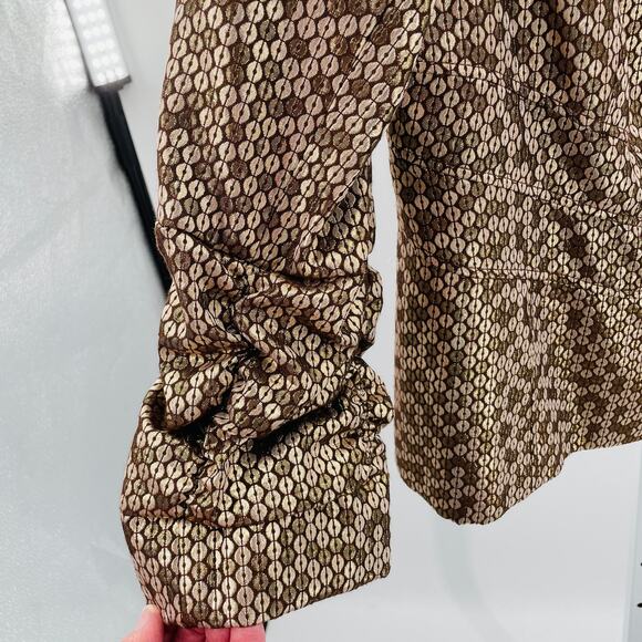 Anthracite by Muse Gold Sparkly Circle Ruched Fun Dressy Zip Jacket Plus 14 - Picture 5 of 10